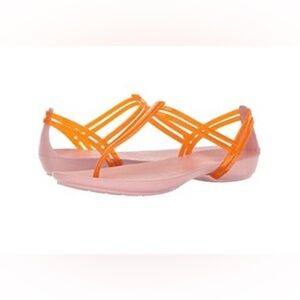 Crocs Women’s T-Strap Jelly Sandals in Pink and Orange